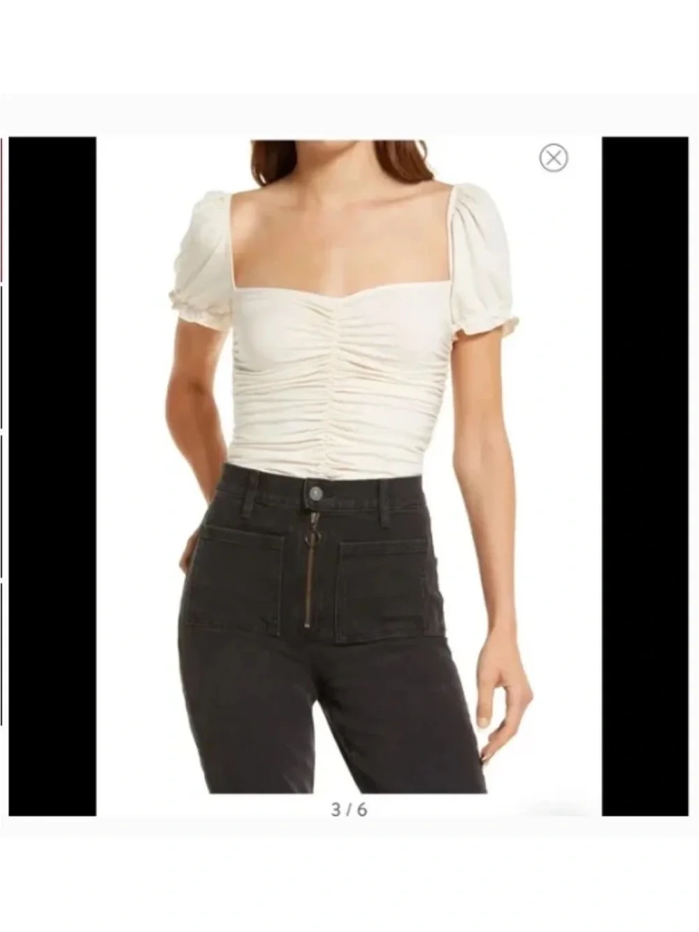 REFORMATION  FALLOW PUFF SLEEVE IVORY JERSEY TOP  Size M
